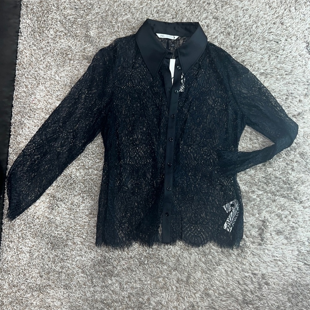 Zara lace button down